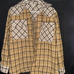 Umgee Mustard Plaid Overshirt